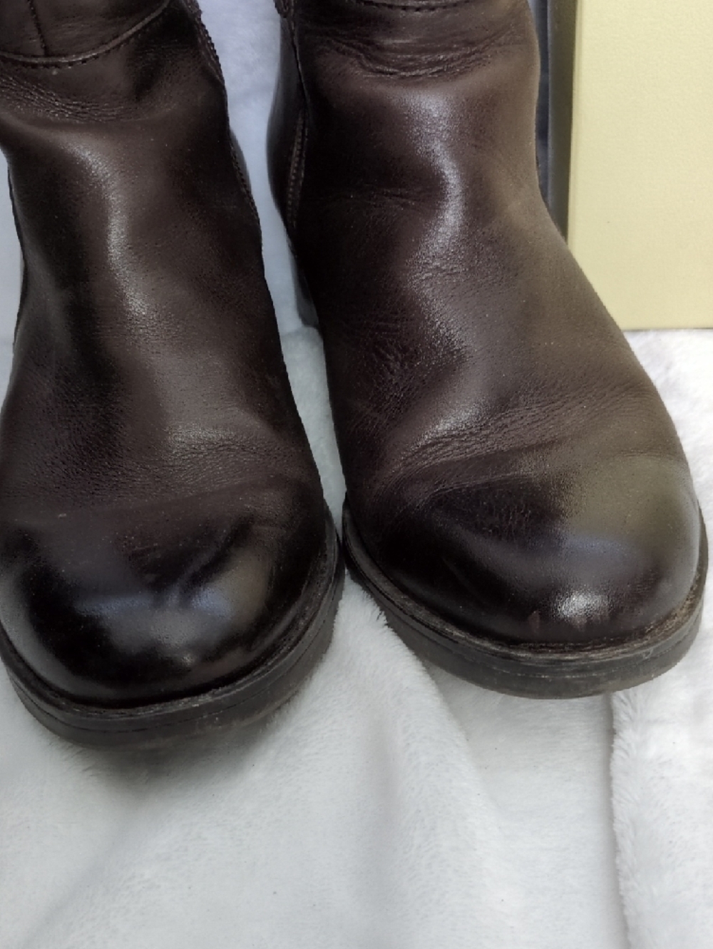 Franco Sarto Brown Leather Knee High Wide Calf Women's Boots - Picture 3 of 11